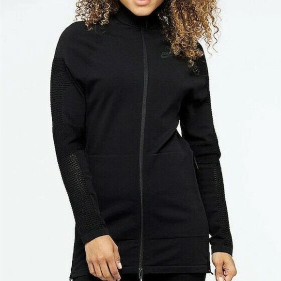 Nike Women's Tech Knit Full Zip Jacket Black  Stretch 885677-010 Size Large - Picture 1 of 16